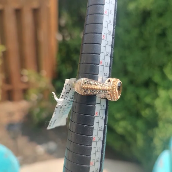 Judith Jack Ring Marcasite Silver Gold with Gem Size 7 - Picture 4 of 16